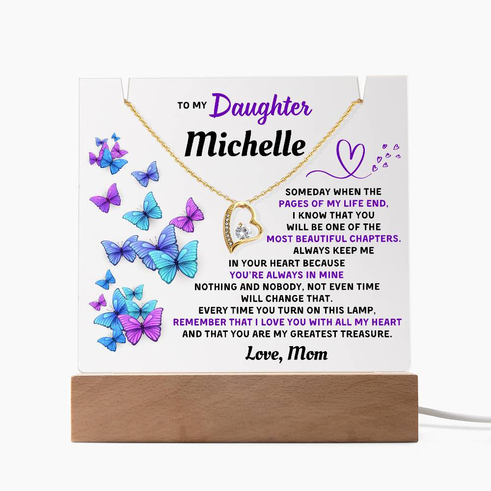 Personalized Keepsake Acrylic With Daughter's Name - To My Daughter, Night Light With Necklace (Beautiful Chapters)