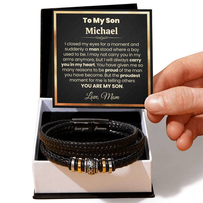 Personalize With Name - To My Son I Will Always Carry You In My Heart | Bracelet