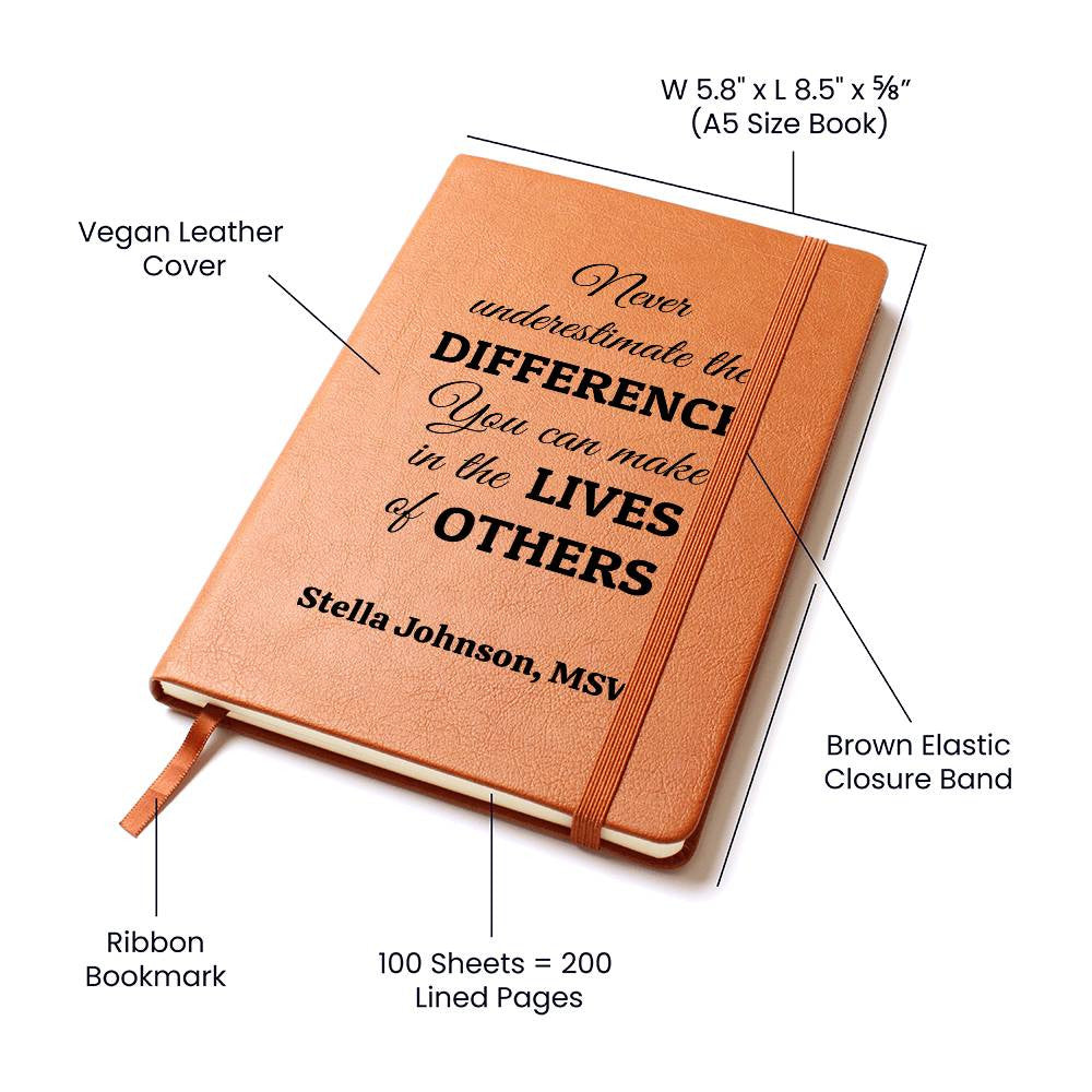 Personalized Journal - Never Underestimate The Difference You Can Make