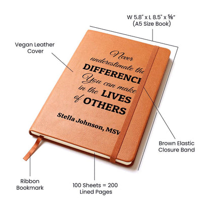 Personalized Journal - Never Underestimate The Difference You Can Make