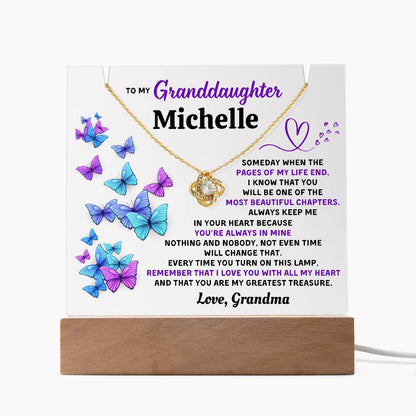 Personalized Keepsake Acrylic With Granddaughter's Name, To My Granddaughter, Night Light With Necklace (Greatest Treasure)