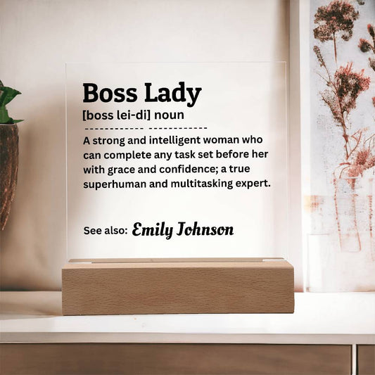 Personalized Boss Lady Acrylic Plaque, Recognition Gift