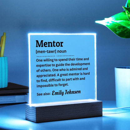 Personalized Mentor Acrylic Plaque, Mentor Gift, Teacher Gift, Thank You Gift, Appreciation Gift, Recognition Gift,