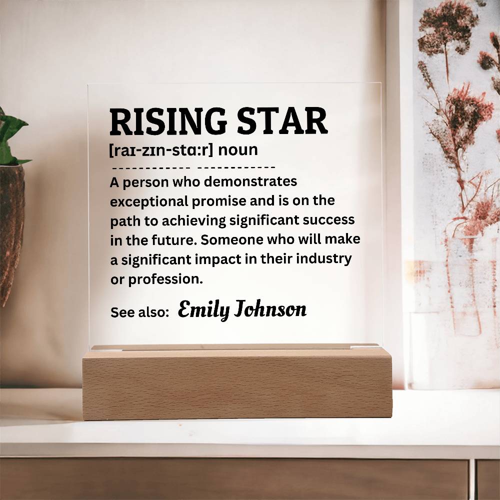 Personalized Rising Star Acrylic Plaque, Definition Gift