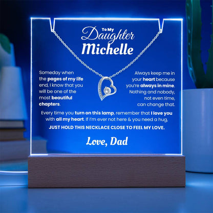 Personalized Keepsake Acrylic With Daughter's Name, Night Light With Necklace (Beautiful Chapters)