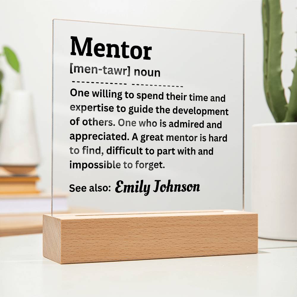 Personalized Mentor Acrylic Plaque, Mentor Gift, Teacher Gift, Thank You Gift, Appreciation Gift, Recognition Gift,