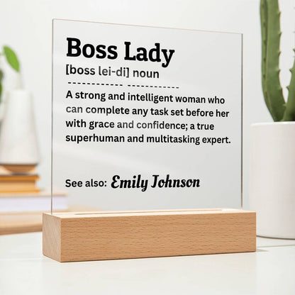 Personalized Boss Lady Acrylic Plaque, Recognition Gift