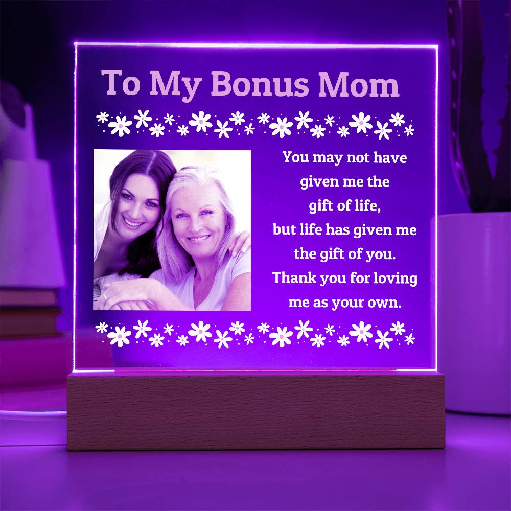 Personalized Acrylic Plaque - To My Bonus Mom, Night Light