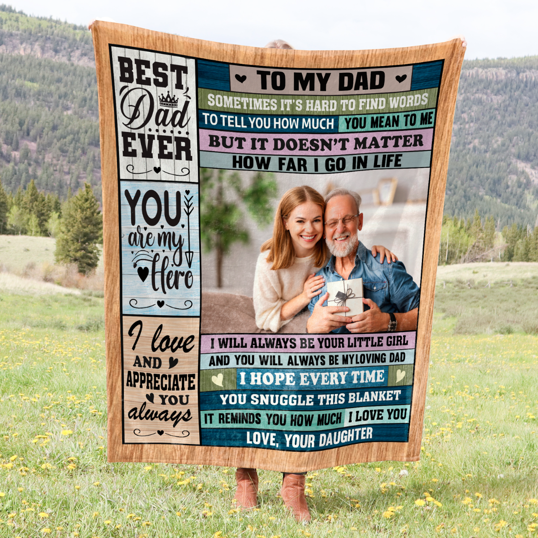 Personalized Plush Blanket For Dad. I Will Always Be Your Little Girl.