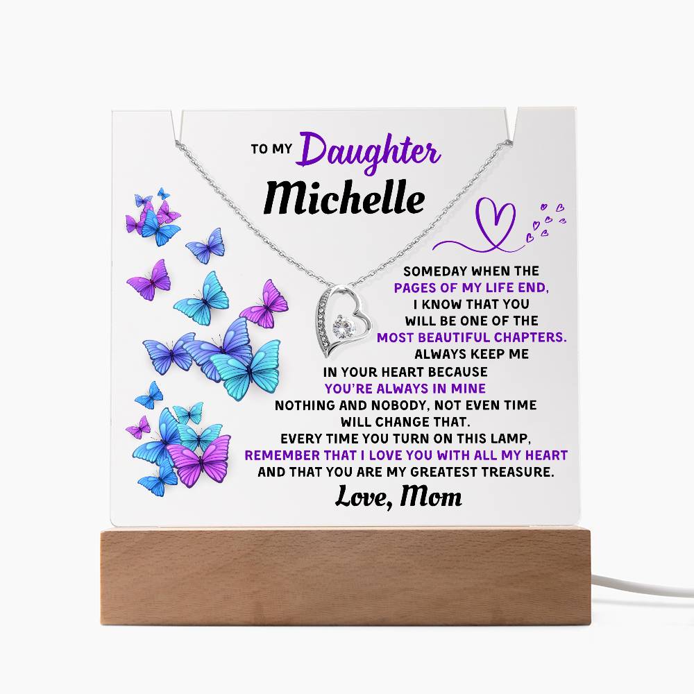 Personalized Keepsake Acrylic With Daughter's Name - To My Daughter, Night Light With Necklace (Beautiful Chapters)