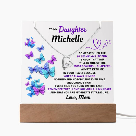 Personalized Keepsake Acrylic With Daughter's Name - To My Daughter, Night Light With Necklace (Beautiful Chapters)